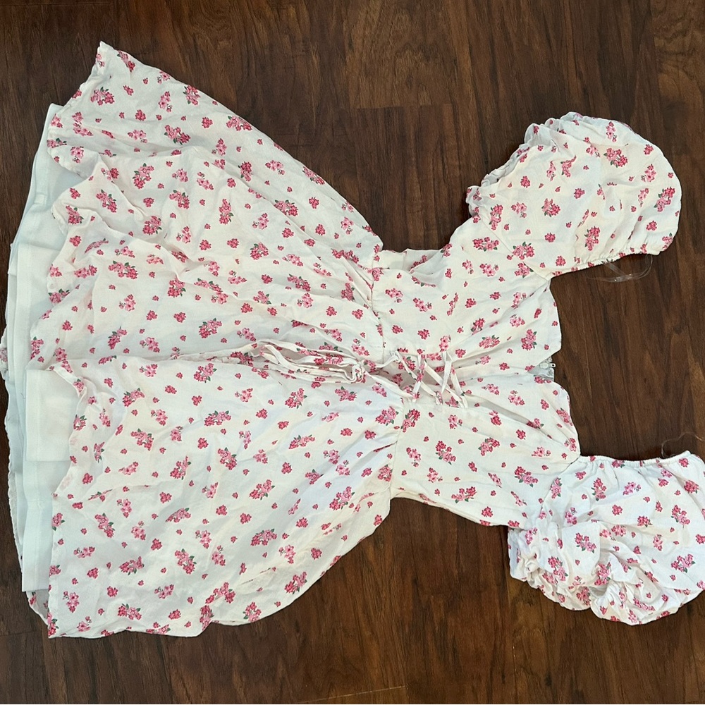 Altar'd State Floral Mini Dress - White and Pink